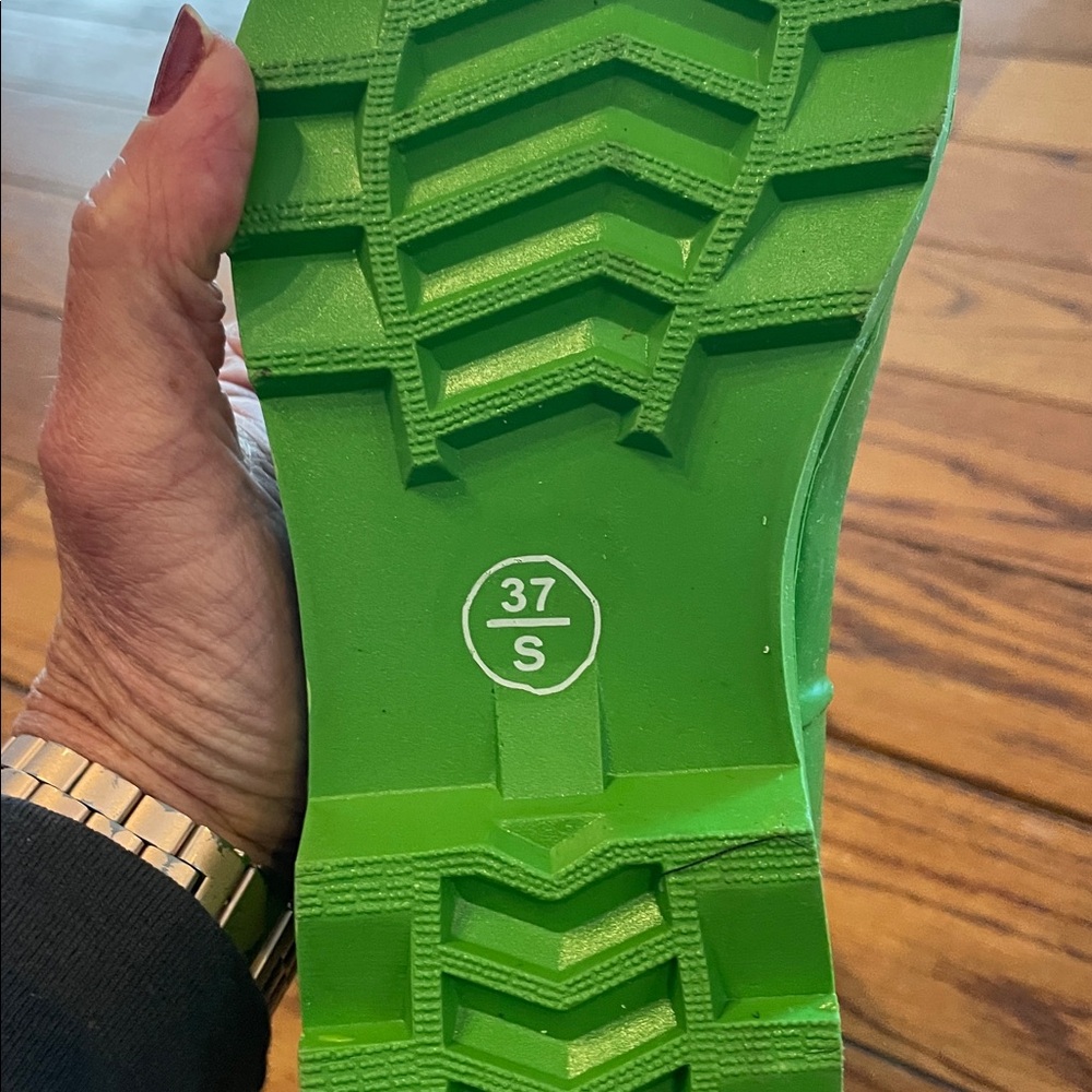 Zebra Print Rain Boots with Green Soles - Picture 3 of 6